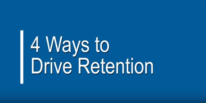 text on blue background: 4 ways to drive retention