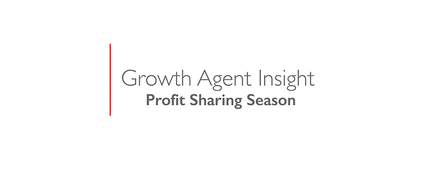 text on a white background: growth agent insight, profit sharing season