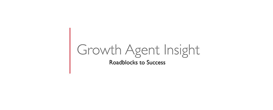 text on a white background: growth agent insight, roadblocks to success
